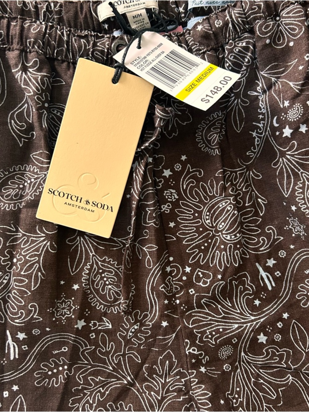 Scotch & Soda Linen Lounge Pants Pull On All over print brown Women’s Medium - Picture 4 of 8